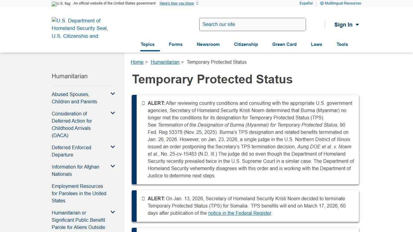 Temporary Protected Status USCIS